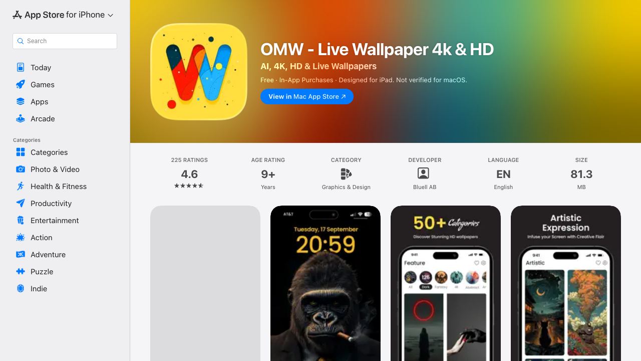 ohmywall AI Wallpapers 网站截图