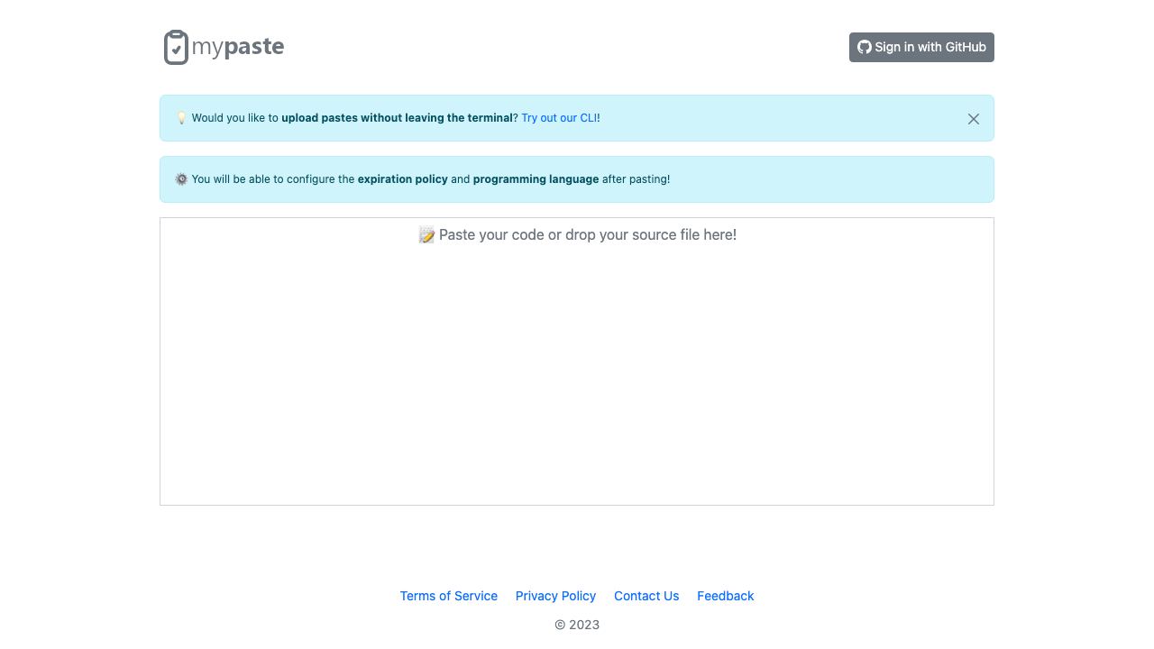 MyPaste website screenshot