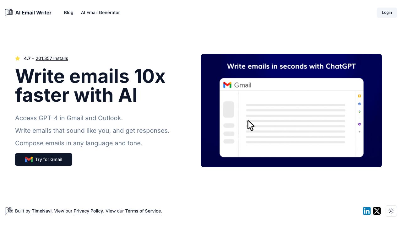 AI Email Writer for Gmail 网站截图