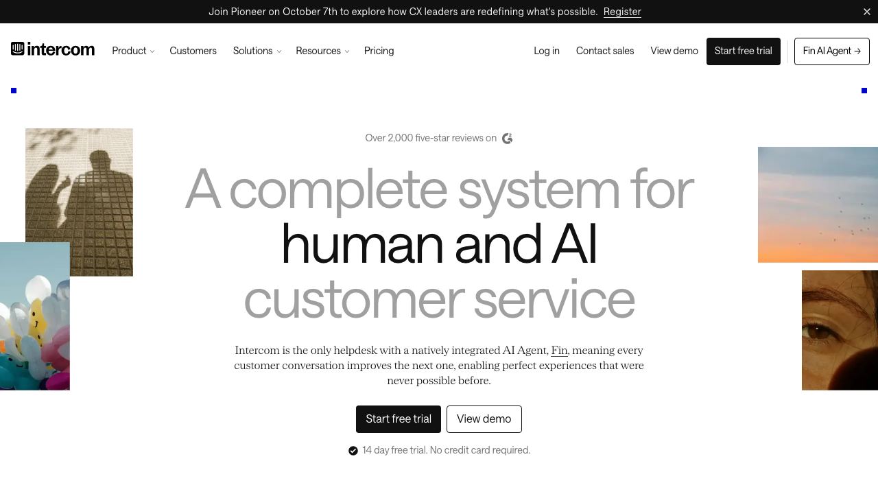 Intercom website screenshot