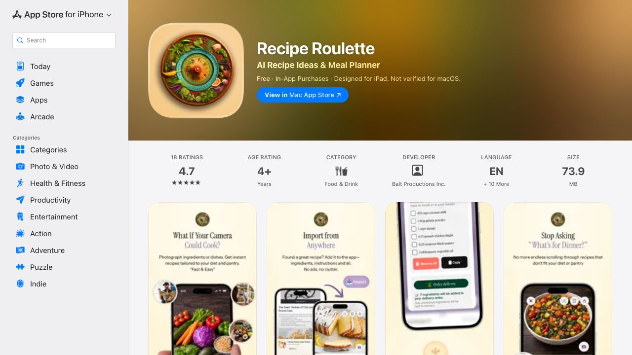 Recipe Roulette 网站截图