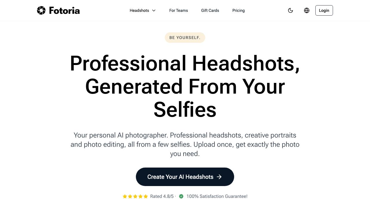 Fotoria - AI Headshot Generator website screenshot