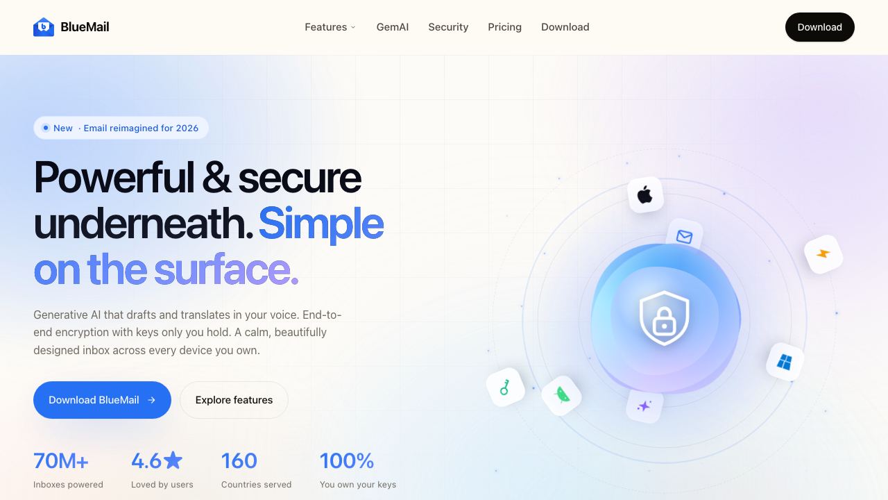 BlueMail website screenshot