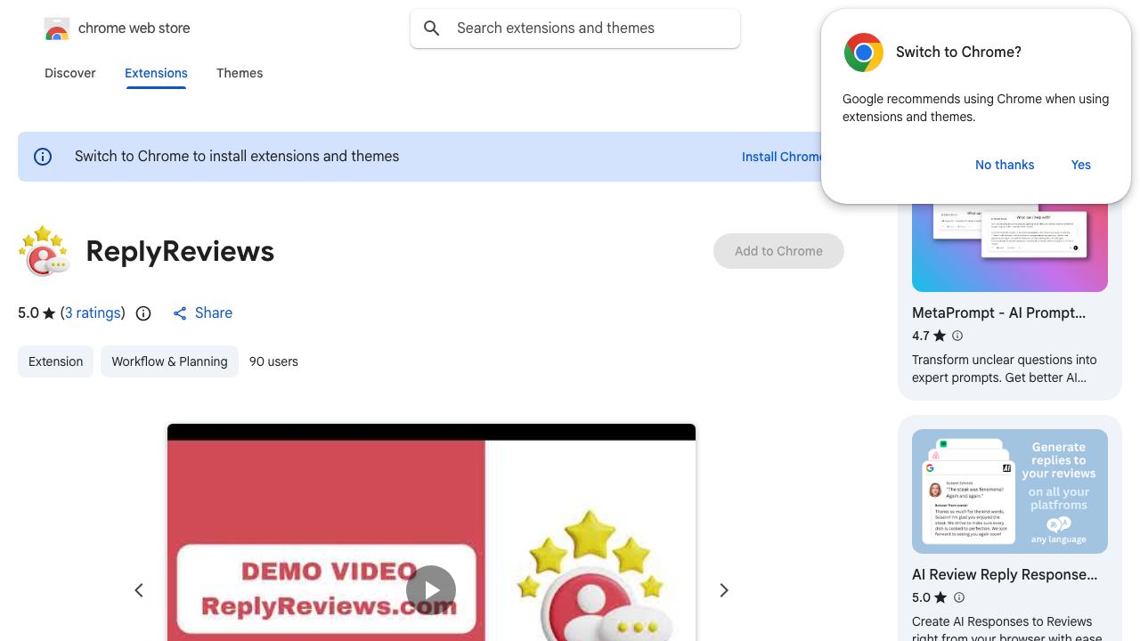 AI Reply by ReplyReviews.com 网站截图