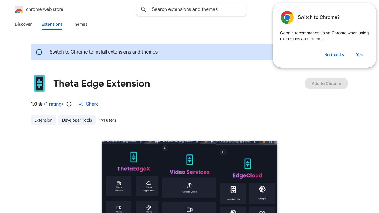Theta Edge Extension website screenshot