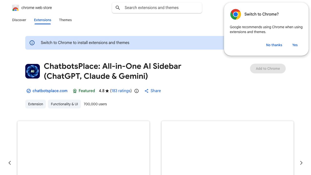 ChatbotsPlace - ChatGPT on the sidebar 网站截图