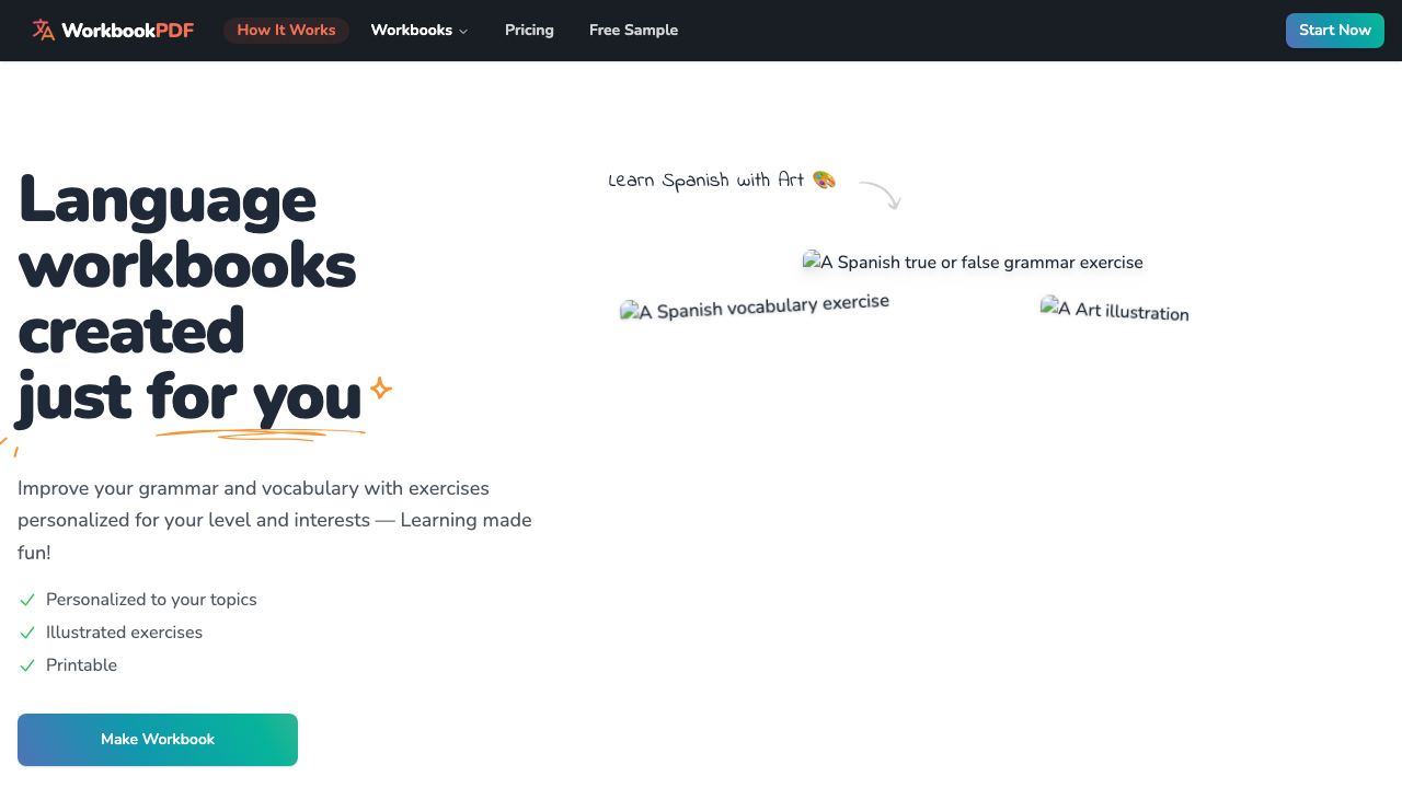 WorkbookPDF website screenshot