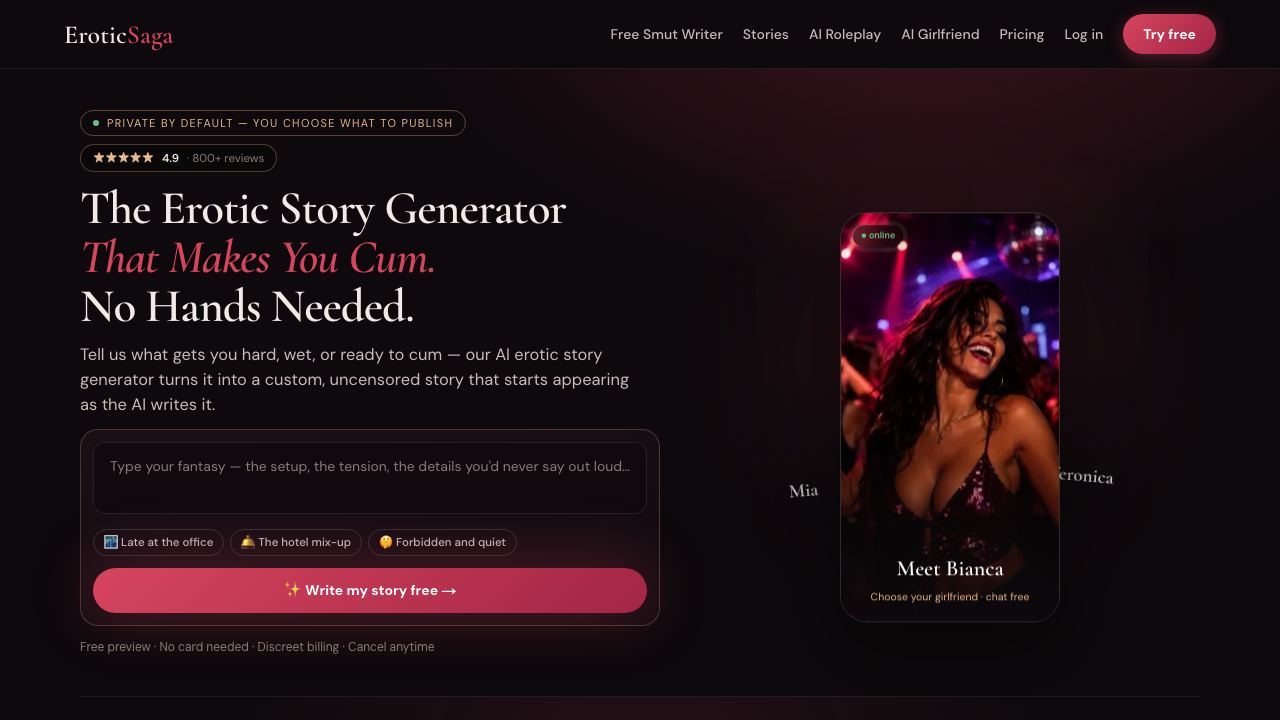 EroticSaga website screenshot