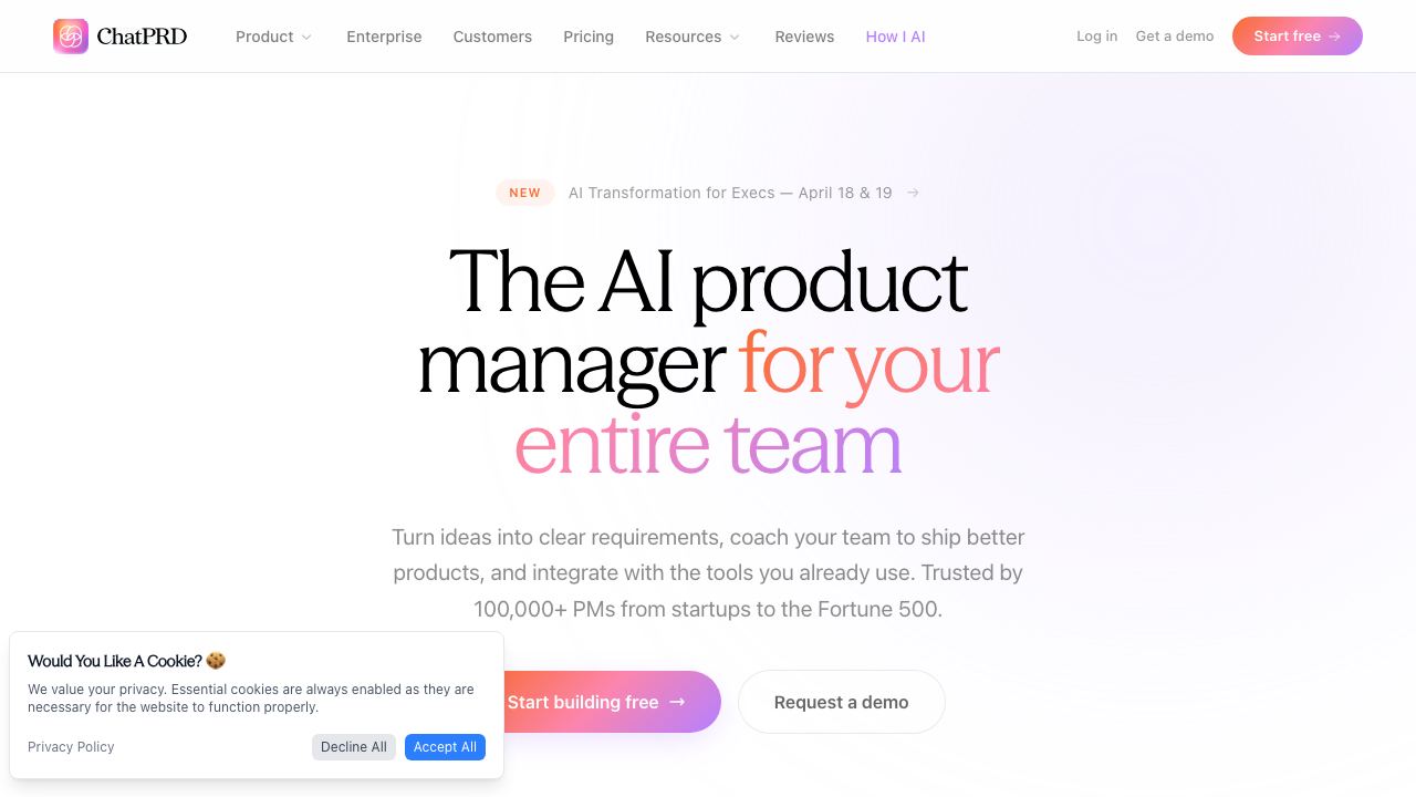 ChatPRD website screenshot