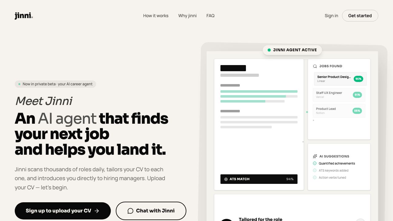 ChatGPT in WhatsApp - Jinni AI website screenshot