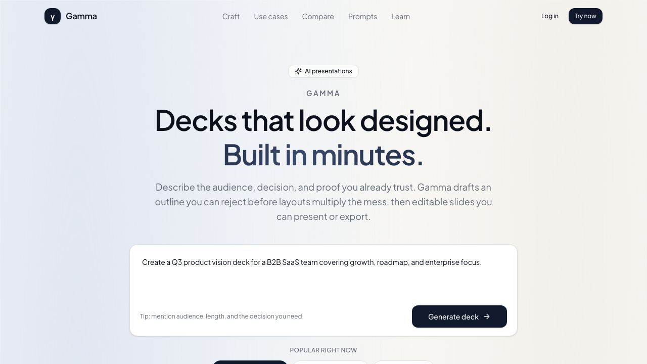 Gamma AI - 1 website screenshot