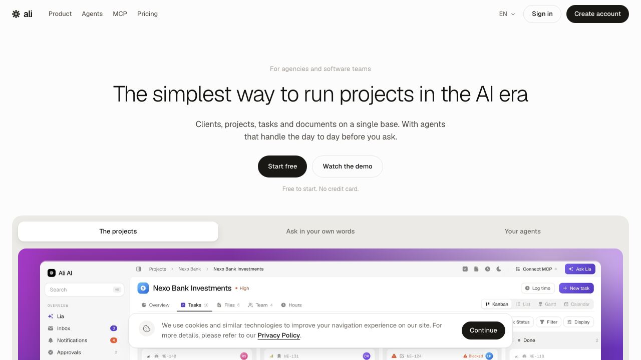 Ali AI website screenshot