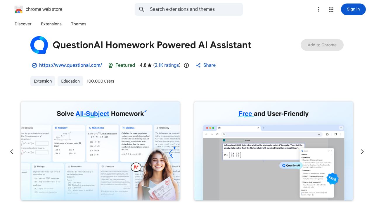 QuestionAI Homework GPT4 Powered AI Assistant 网站截图