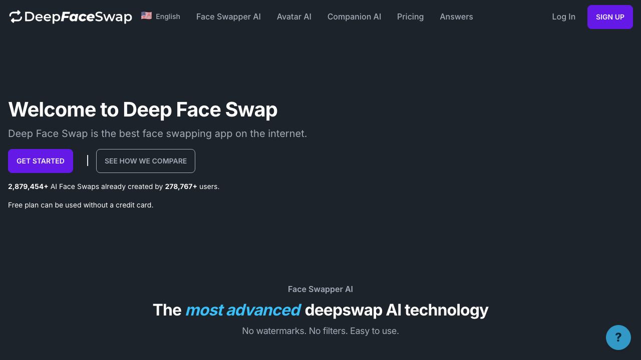 Deep Face Swap 网站截图
