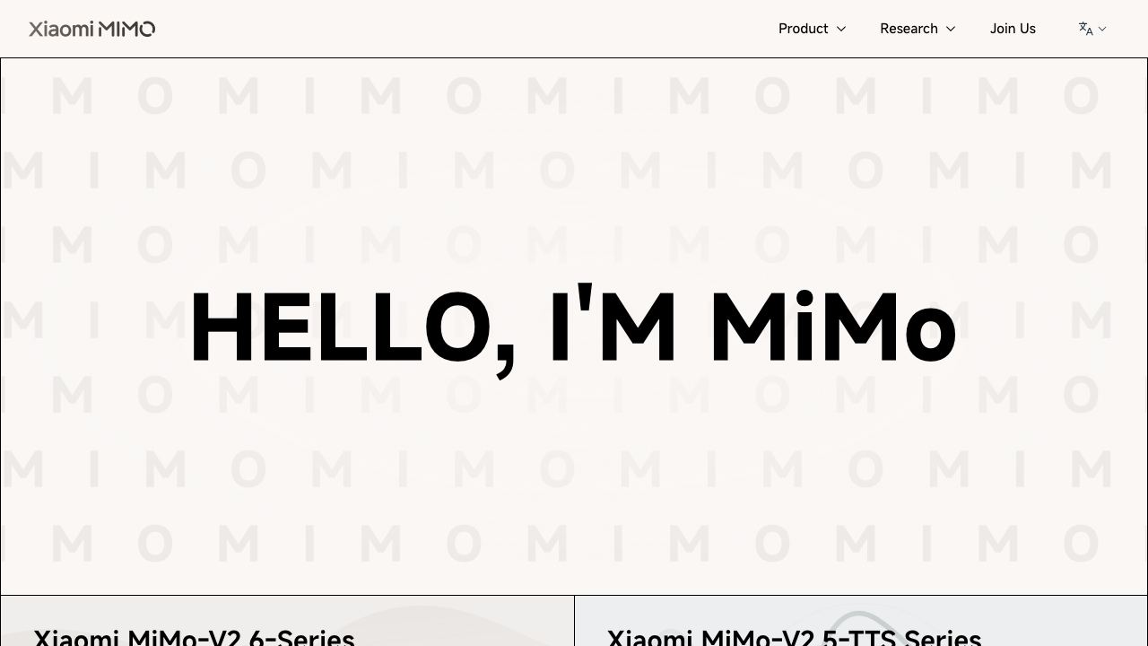 Xiaomi MiMo 网站截图