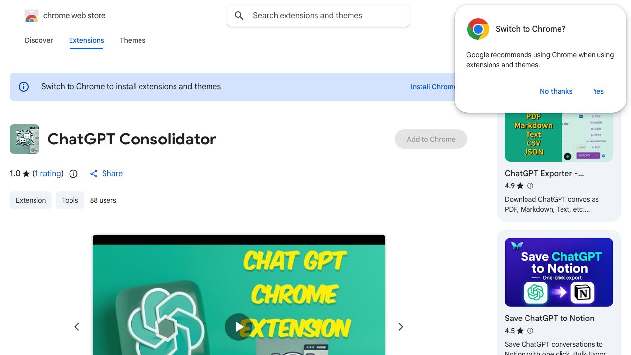 ChatGPT Consolidator website screenshot