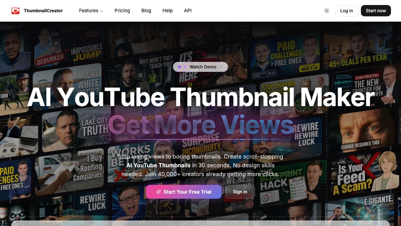 ThumbnailCreator.com website screenshot