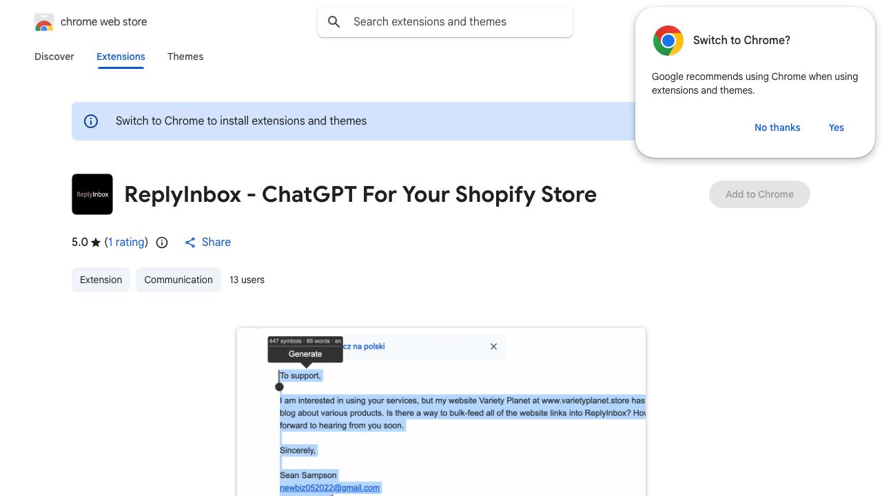 ReplyInbox - AI Email Reply Writer Fine-Tuned To Your Product/Service 网站截图