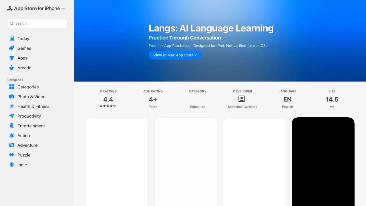 Langs: AI Language Learning 网站截图