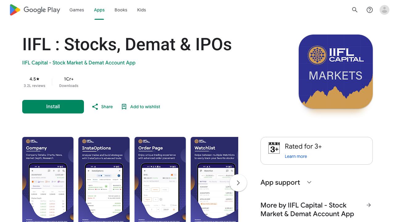 IIFL : Stocks, Demat Account 网站截图