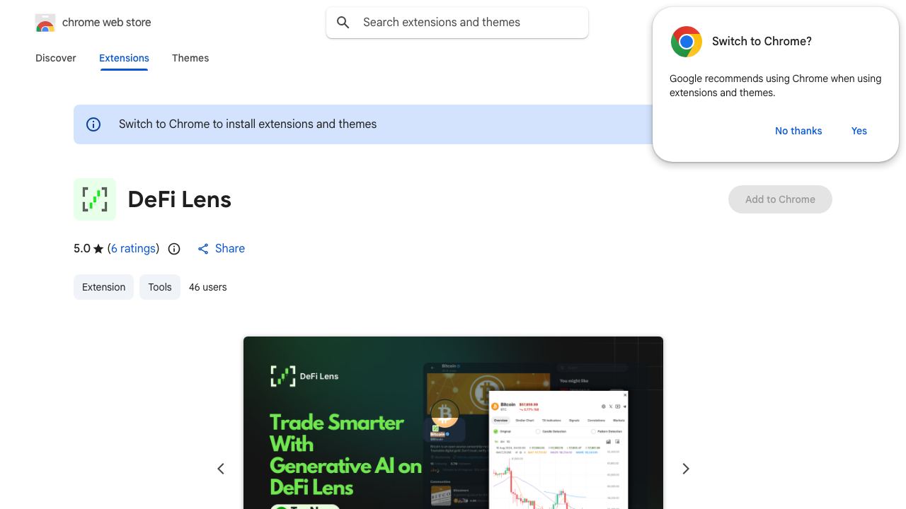 DeFi Lens Extension 网站截图