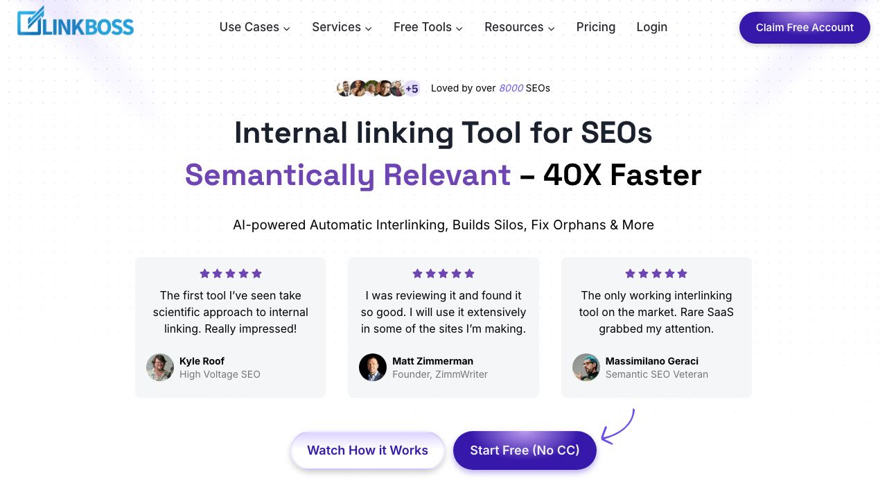 LinkBoss.io 网站截图