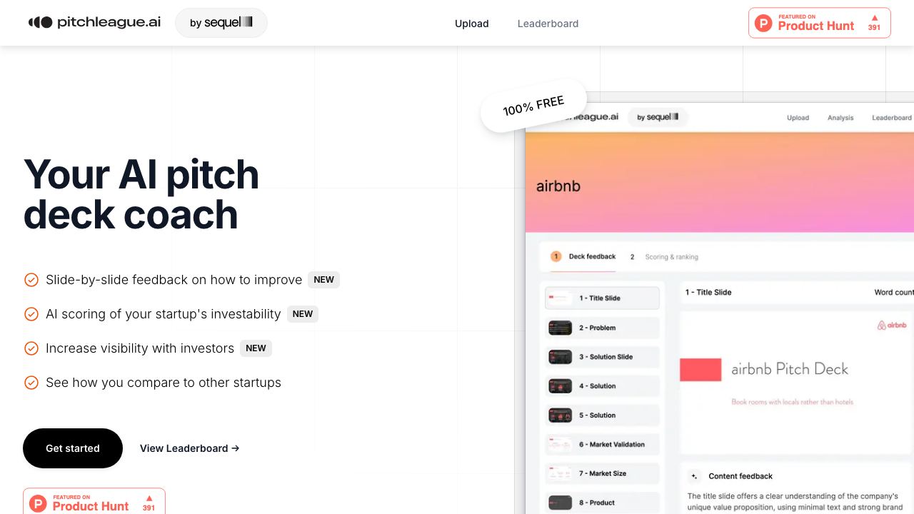 PitchLeague.ai 网站截图