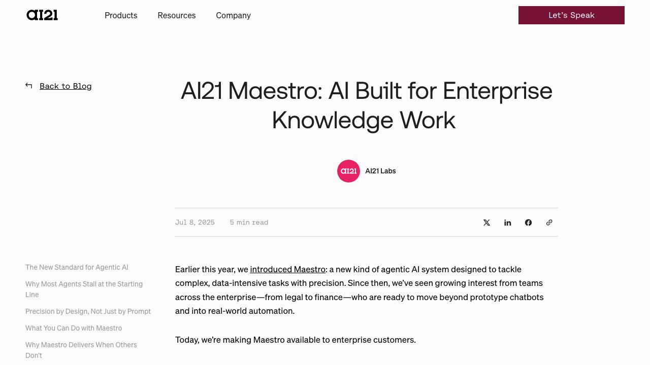 AI21 Maestro 网站截图
