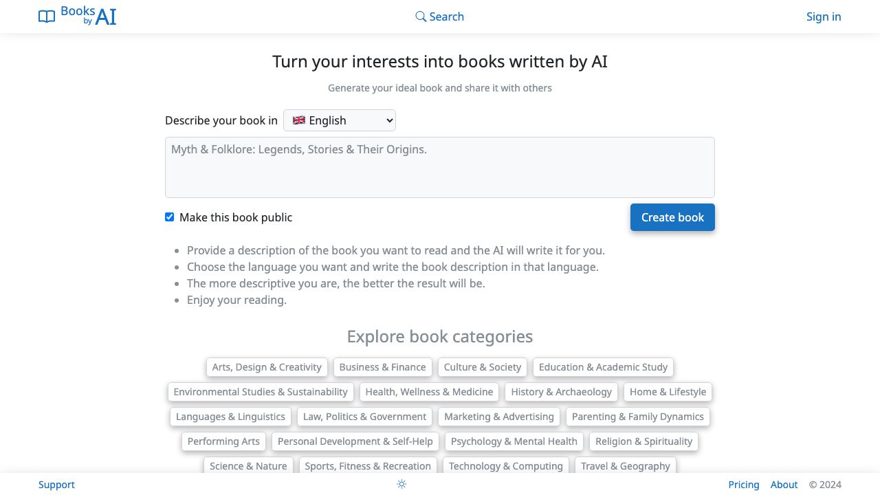 Books by AI 网站截图