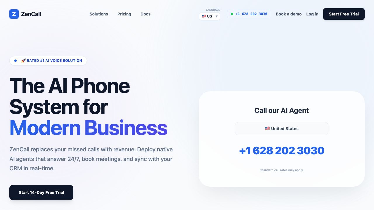 ZenCall.ai 网站截图