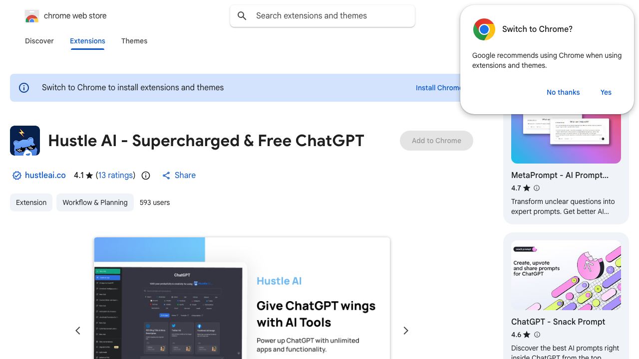 Hustle AI - Supercharged & Free ChatGPT 网站截图