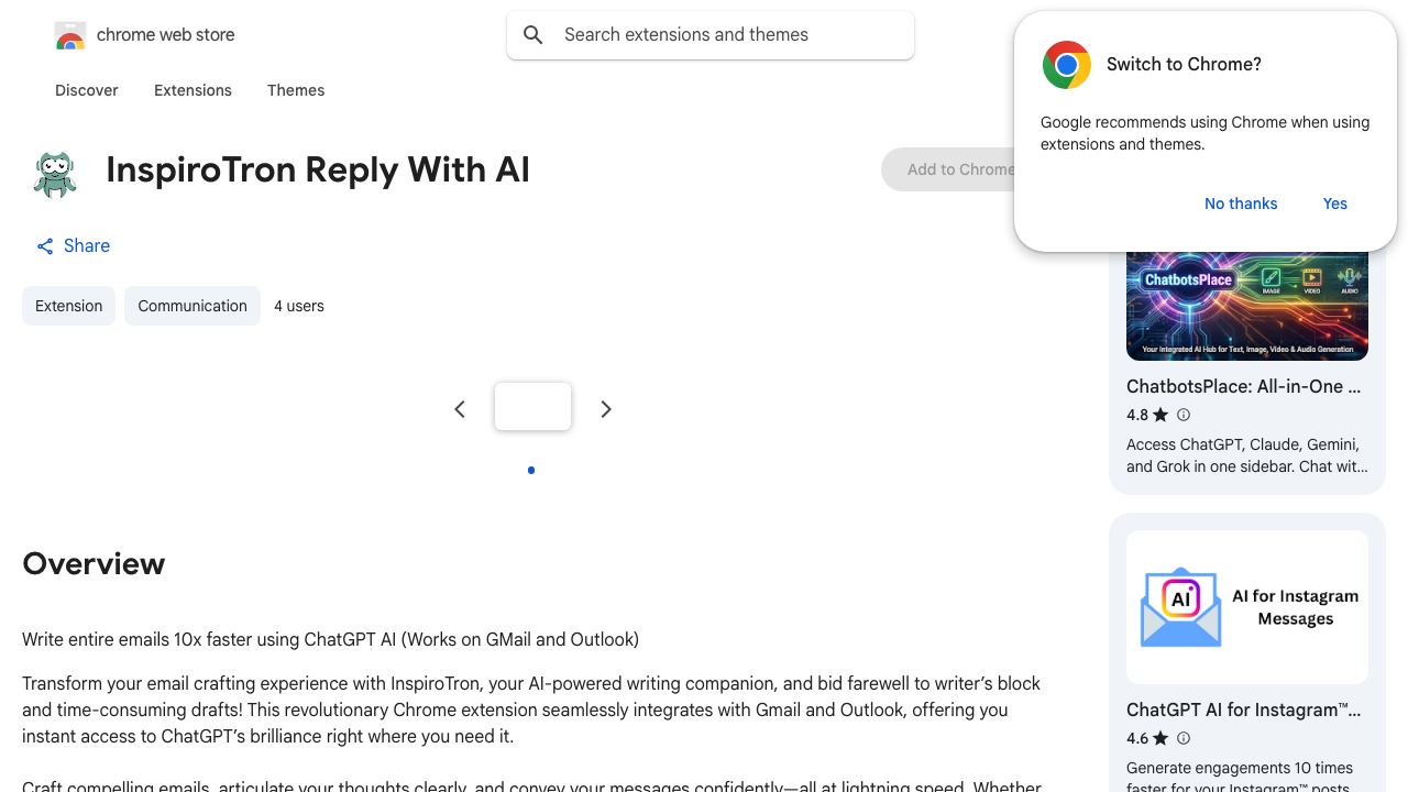 InspiroTron Reply With AI 网站截图