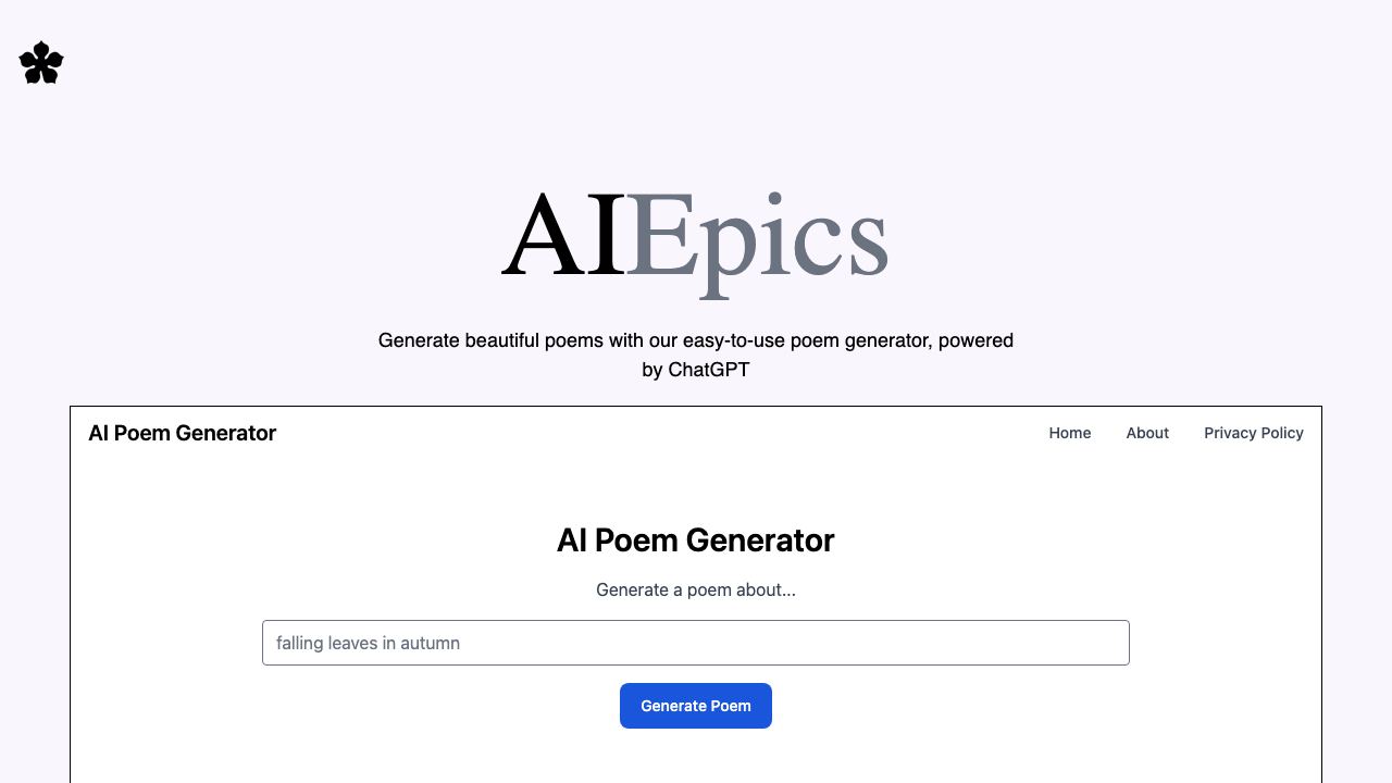 Poem Generator website screenshot