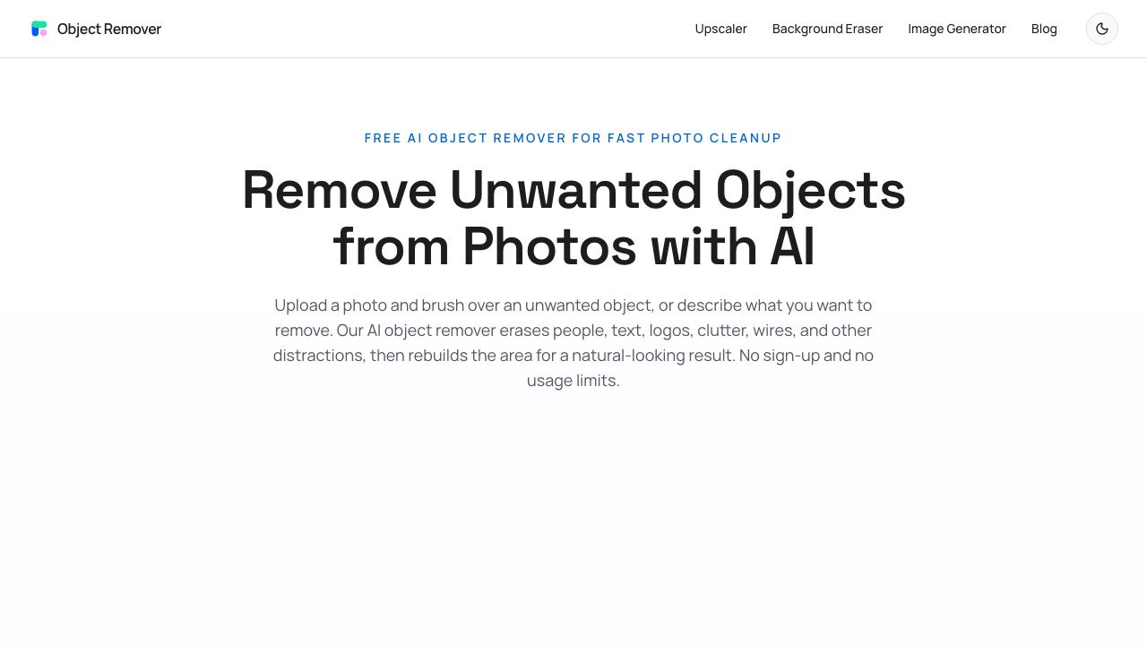 Object Remover website screenshot