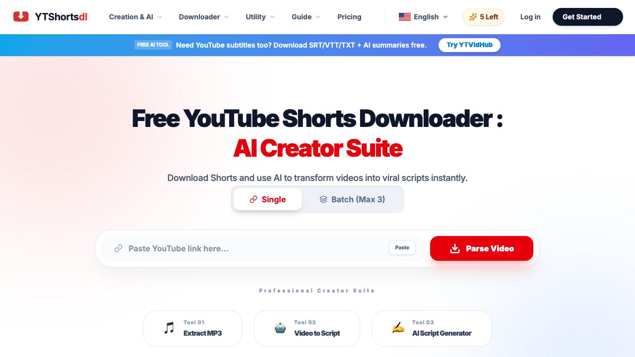 YTshortsdl.net 网站截图