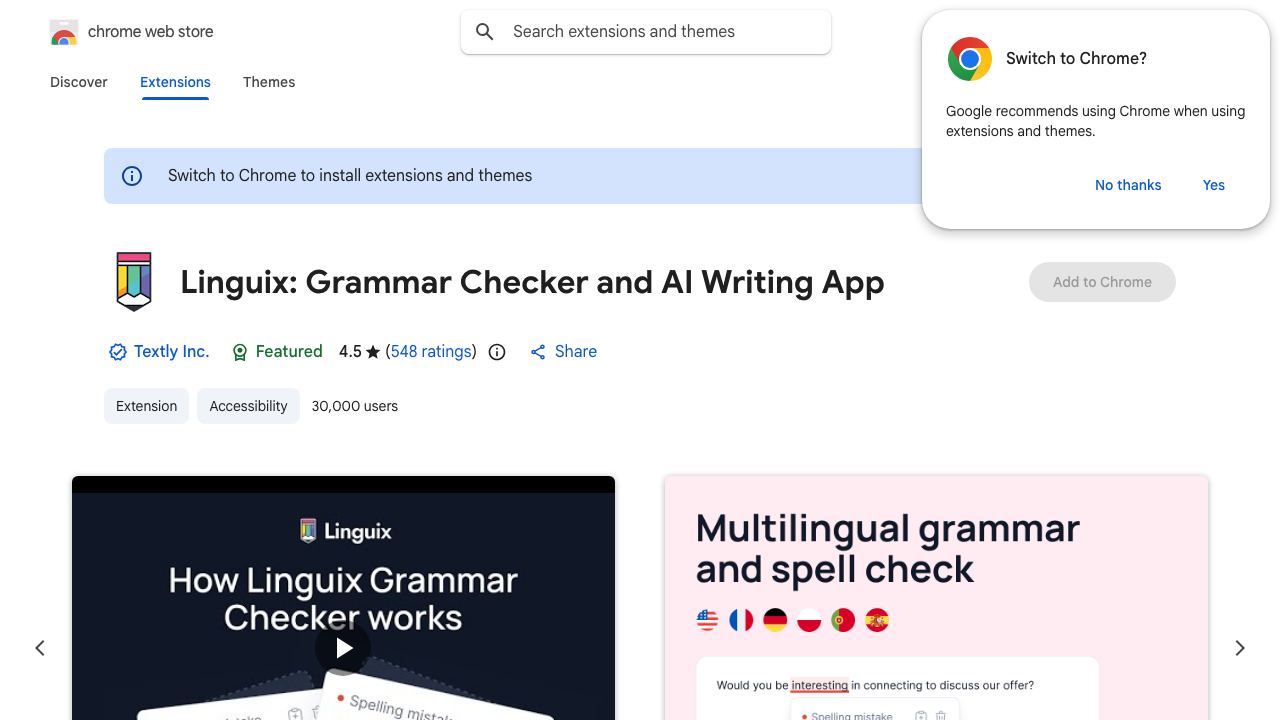 Linguix — Grammar Checker and AI Writing App website screenshot