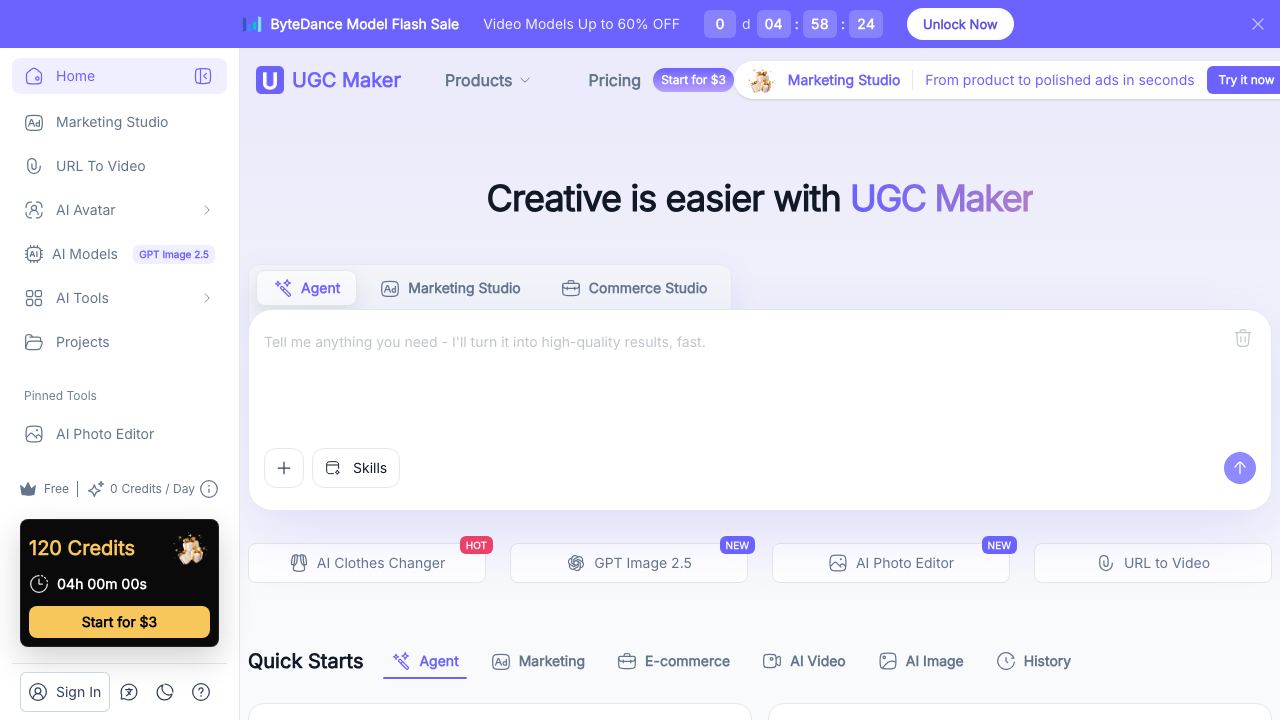 UGC Maker website screenshot