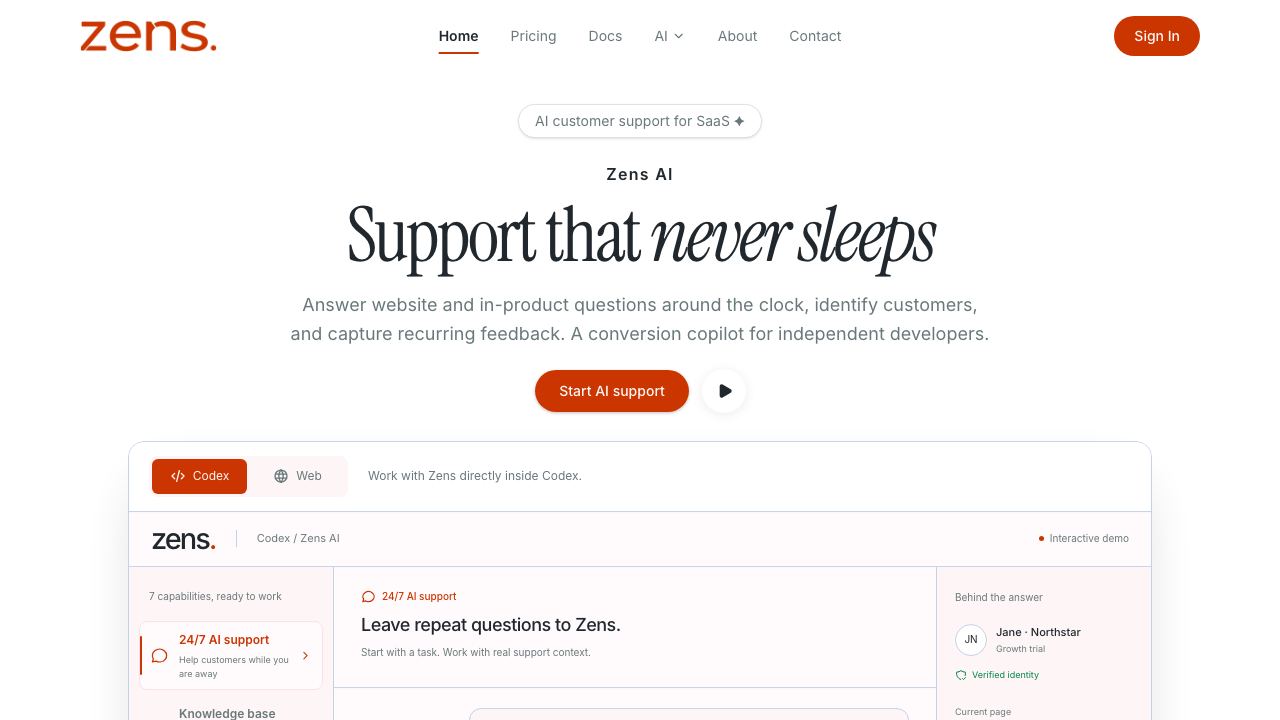 Zens AI 网站截图
