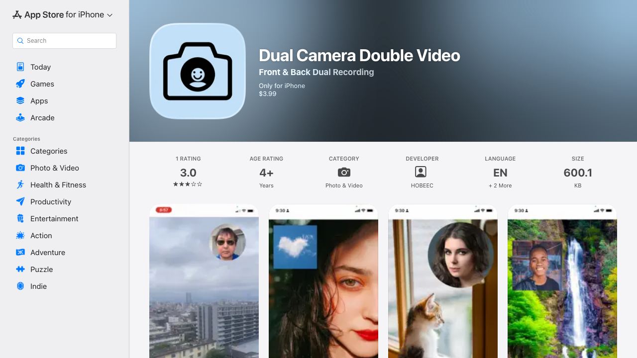 MeToo Camera iPhone App 网站截图