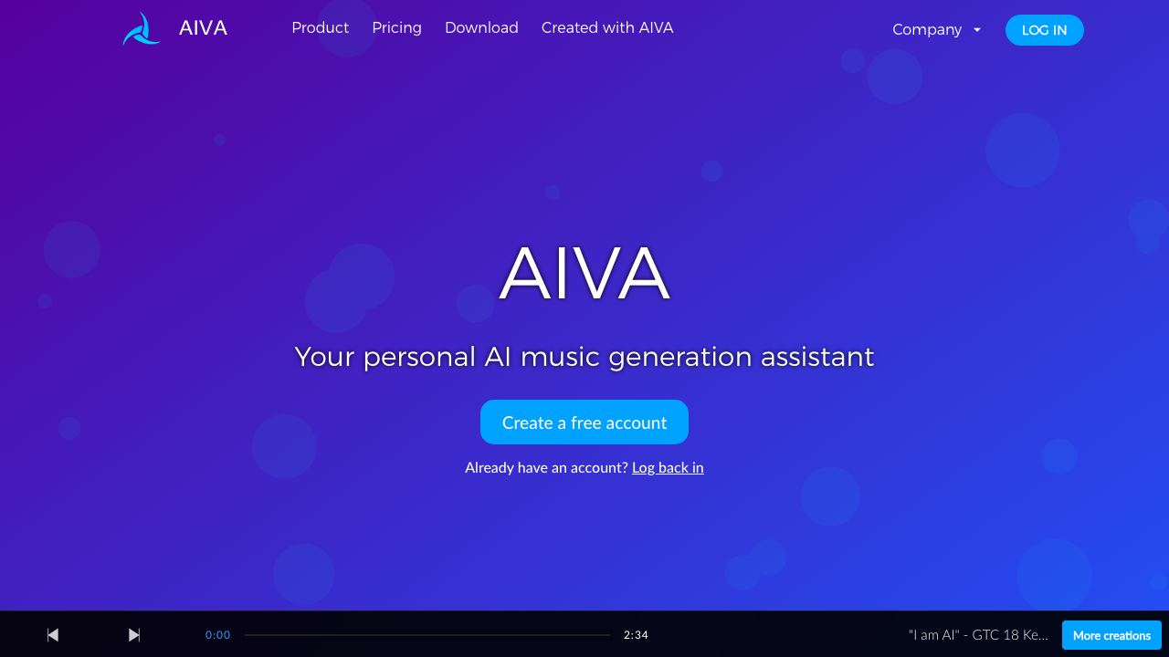 AIVA 网站截图