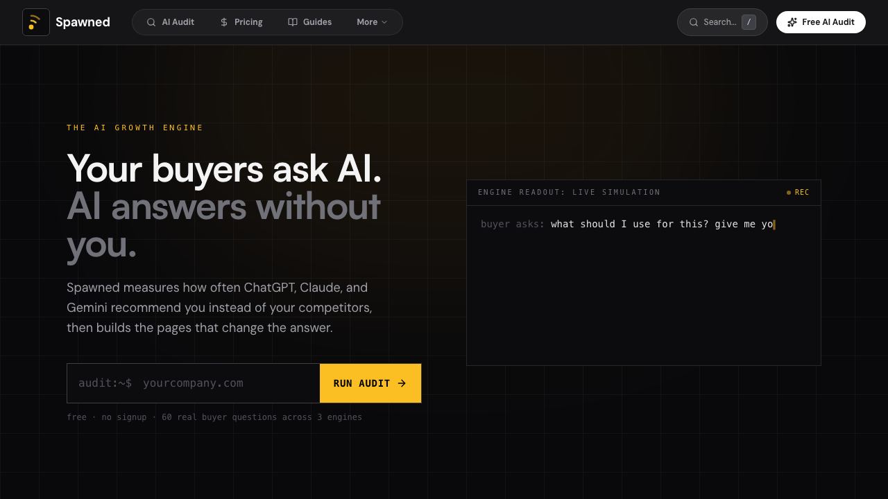 Spawned website screenshot