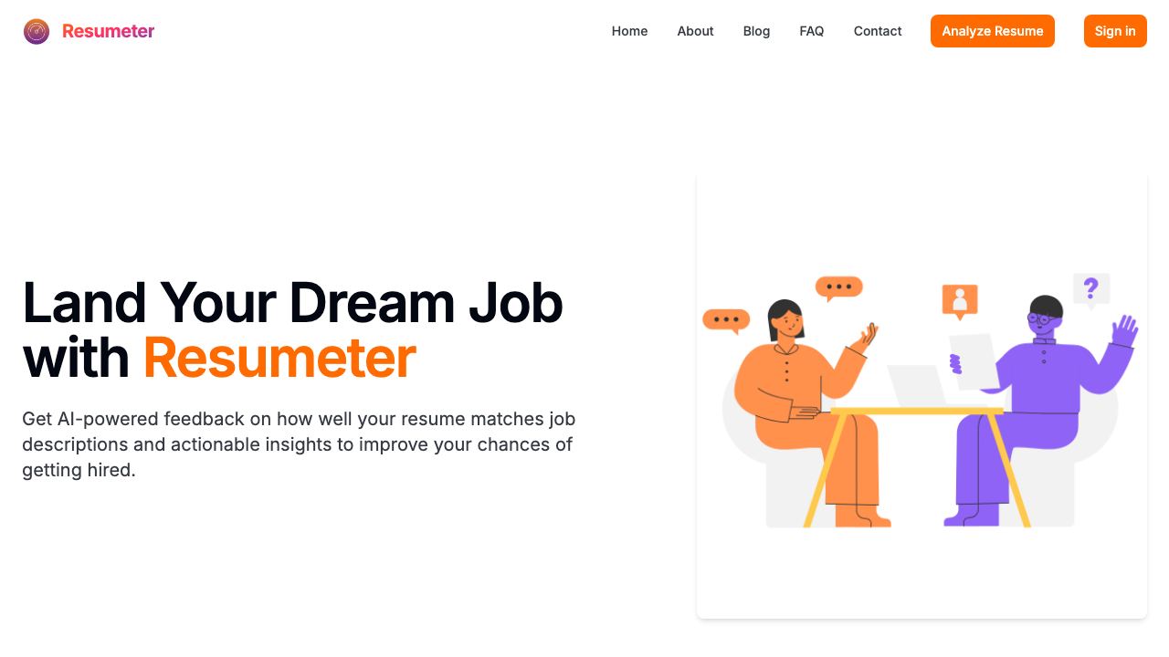 Resumeter website screenshot