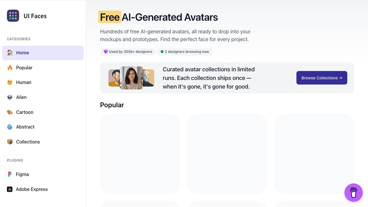 UI Faces with AI 网站截图