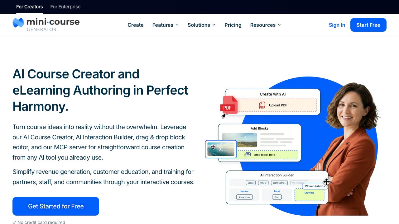 Mini Course Generator website screenshot