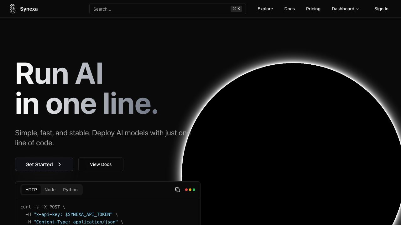 Synexa AI website screenshot