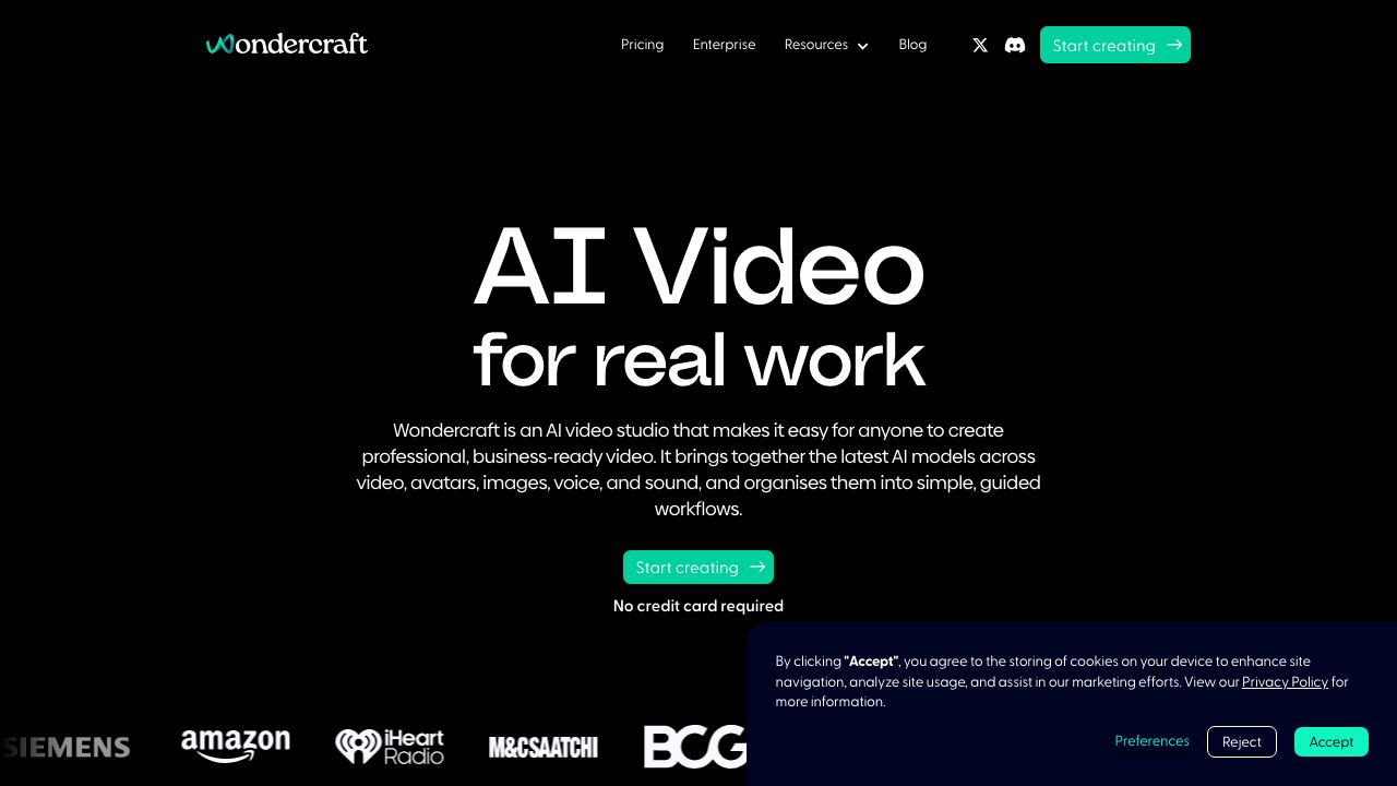 Wondercraft AI 网站截图