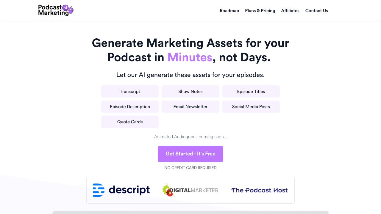 Podcast Marketing AI 网站截图