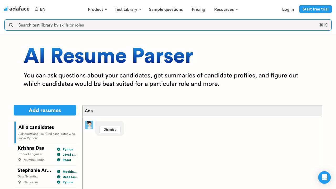 AI Resume Parser 网站截图