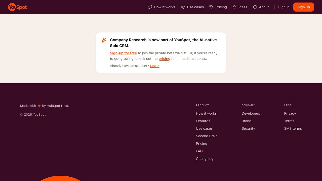 Company Research Agent 网站截图