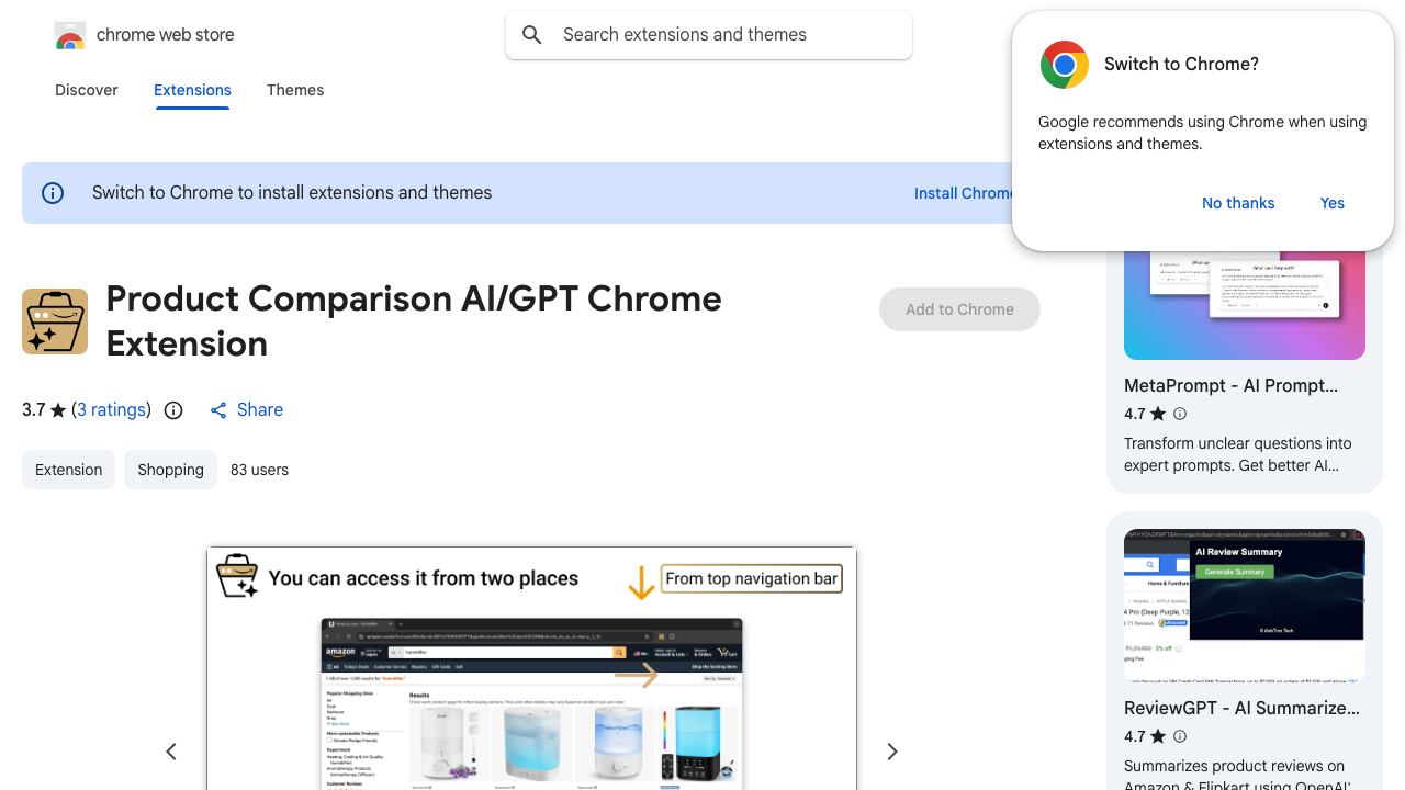 Product Comparison Tool 网站截图